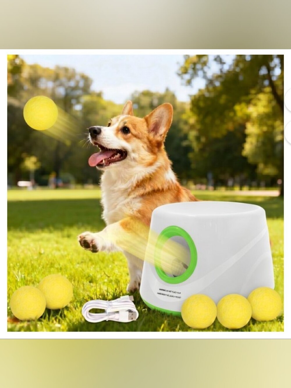 Automatic Ball Launcher for Dogs, Interactive Fetch Machine with 3-Level Distanc